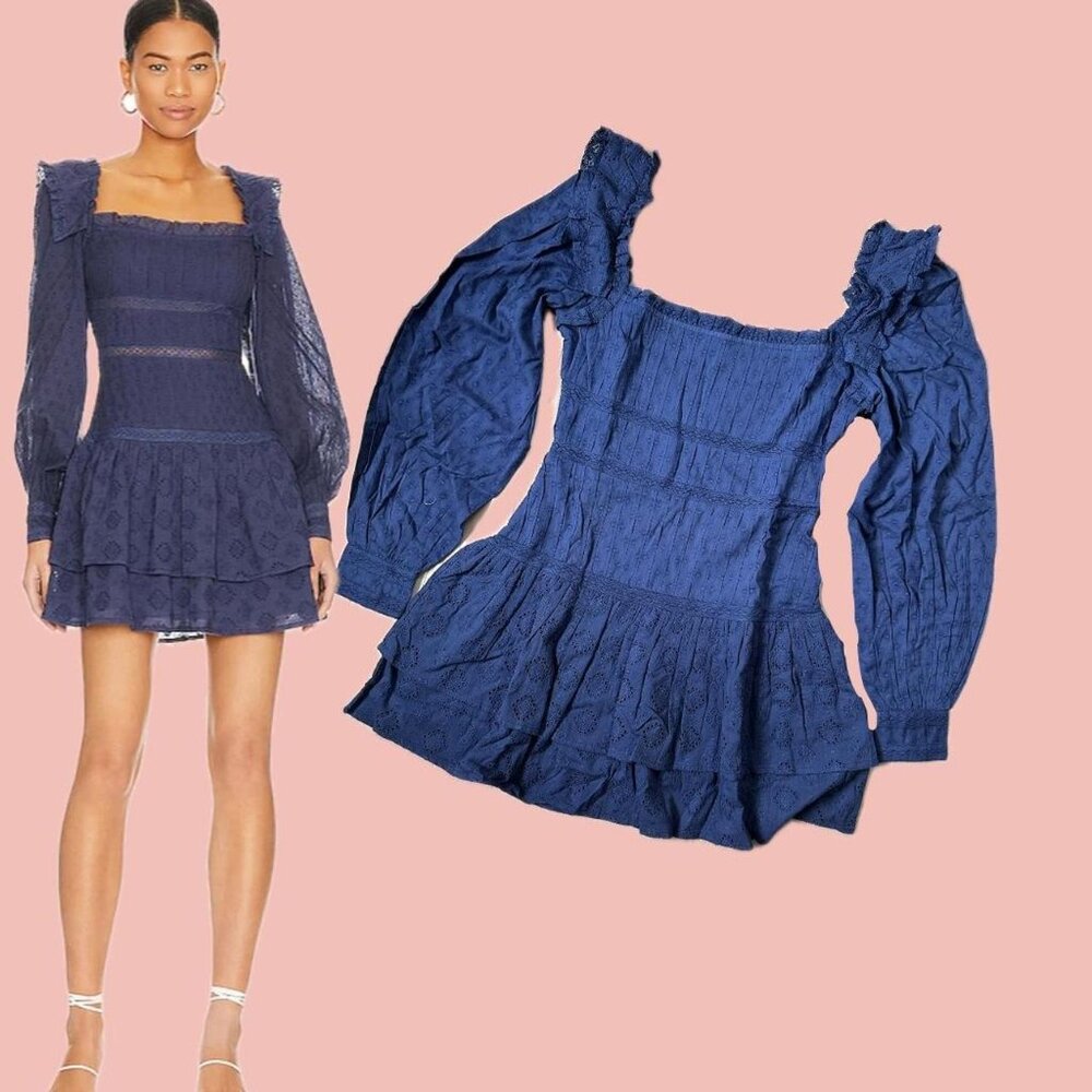 Tularosa ‘Renee’ Mini Dress – Romantic Navy Cotton, NWT, Size L